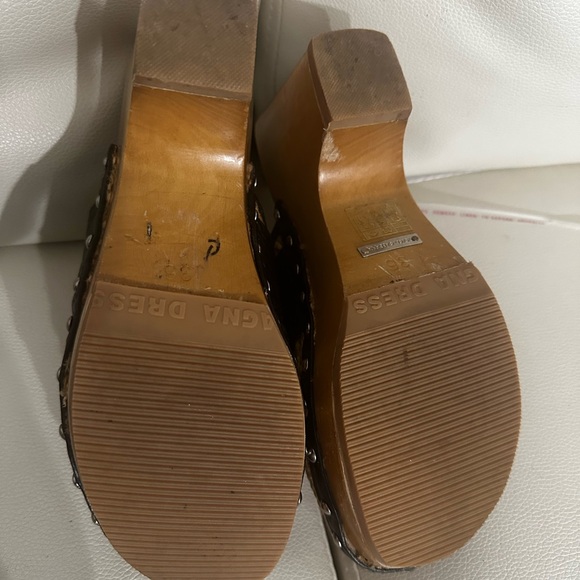 Dolce & Gabbana, VINTAGE , Rafia w/ Leather, Logo & Wood Platform Clogs, Sz  36 - Picture 12 of 13